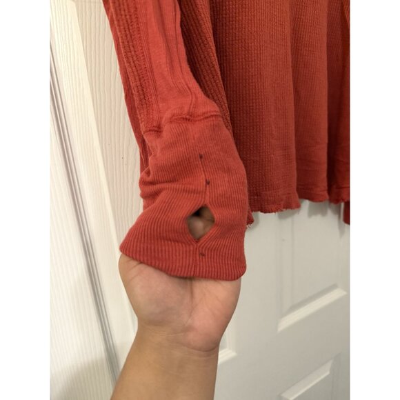 Free People We The Free Catalina Orange Oversized Thermal Long Sleeve Top boho - Picture 9 of 9
